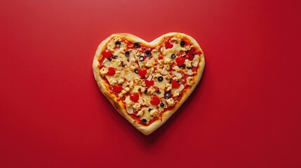 Heart shaped pepperoni pizza served on color background,Set of Valentine day,love and romantic banner,dating couple,dinner holiday meal concept,Romantic wedding.