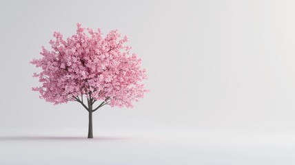 Obraz premium Pink Cherry Blossom Tree Spring Nature 3D Render Pastel Floral