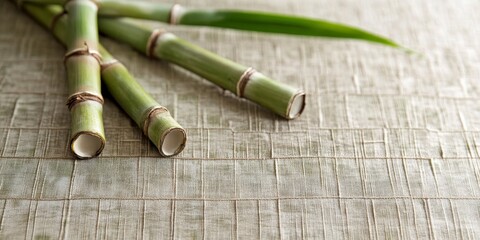 A captivating backdrop featuring intertwining bamboo stems and delicate threads creates a unique tablecloth texture that adds an organic touch to any design. Bamboo stems enhance this texture
