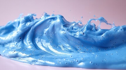 A dynamic splash of blue liquid, capturing movement and texture against a soft background.