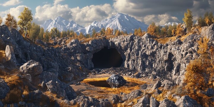 A non operational diamond mine showcasing a diamond rich kimberlite pipe, illustrating the unique geological features of a diamond mine environment. Explore the fascinating aspects of a diamond mine.