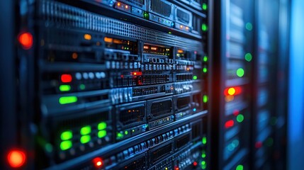 Obraz premium Cybersecurity Challenge - Hacker Facing Multiple Digital Firewalls in Network Breach Attempt