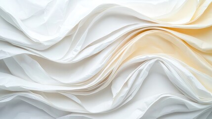 Obraz premium Abstract wavy white and beige paper texture background.