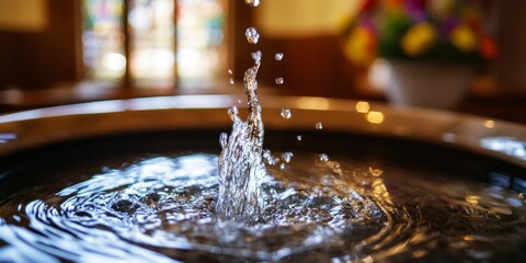 Baptism holy water font for children s initiation into faith. This holy water font is essential for church services during the liturgy of children s baptism and Christian religious ceremonies.
