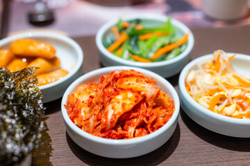 Delicious Korean side dishes in bowls