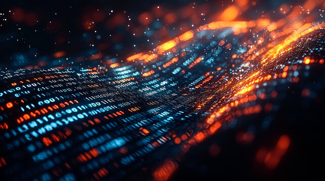 Abstract digital wave of binary code.