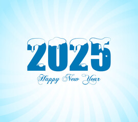 Happy New Year 2025 concept for Ice isolated on blue background