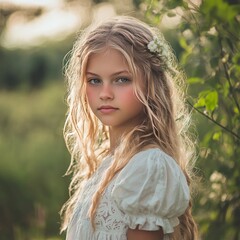 Fototapeta premium Girl, 3, summer outdoors