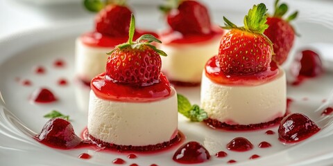 Strawberry desserts on a white plate