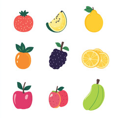 Vector Set of Fresh Fruits Isolated on White Background