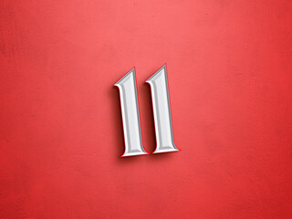 Sale banner text effect of number 11 on red background.