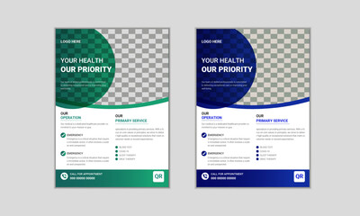 Modern Healthcare Medical Flyer Design Template. Medical Poster A4 Template Design.
