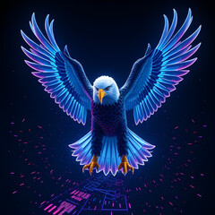Obraz premium Majestic Eagle in a Futuristic Cityscape