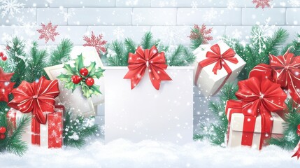 Festive Christmas Gifts Snow Scene Winter Wonderland