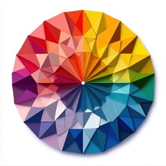 Colorful geometric pattern showcasing a vibrant spectrum of hues in a circular design.