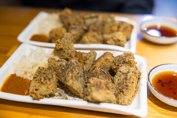 Crispy deep fried stinky tofu snack