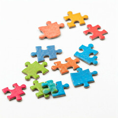 Obraz premium colorful jigsaw puzzle pieces on white background
