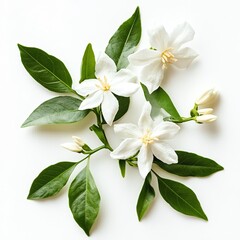 Jasmine closeup on white with shadow.