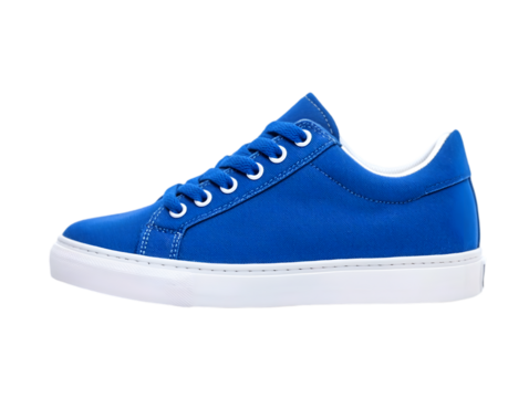 "Stylish Blue Canvas Sneaker with White Sole Representing Casual Fashion and Comfort"

