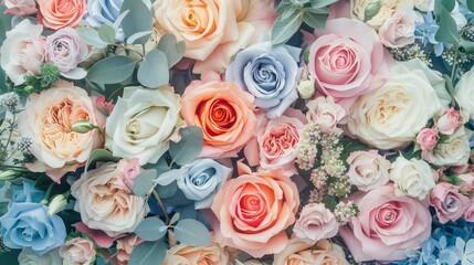 Colorful rose background, wallpaper with Generative AI technology