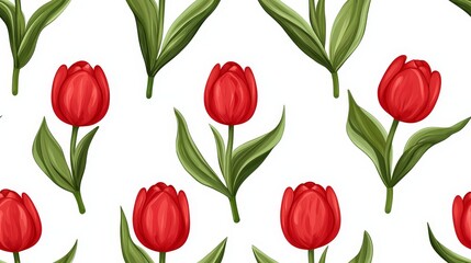 Vibrant Red Tulip Pattern Design for Backgrounds
