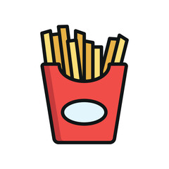 Fried Fries Food Icon showcases a mouth-watering and appetizing style, ideal for highlighting eateries, food delivery services, or comfort food branding