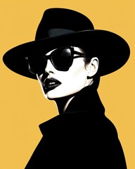 Stylish woman with sunglasses and hat