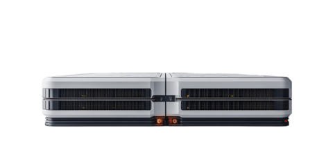  Compact gray server with sleek vents and minimalist design, representing modern computing and data processing. Ideal for advanced technology, storage, and business applications.