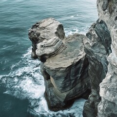 Coastal rocks shaped by waves