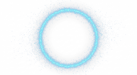 blue glitter circle with blue sparkles and blue star dust spread around isolated on transparent background