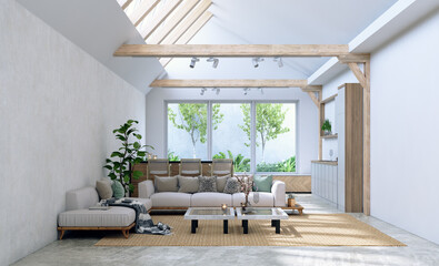 A modern, bright living room