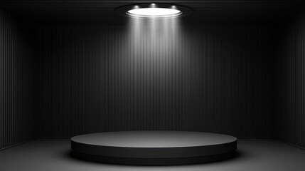 Dark Room Stage with Circular Platform and Spotlight