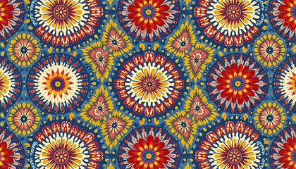 Ikat ethnic tribal seamless pattern, Handmade seamless wallpaper. Ethnic Ikat abstract background art. llustration for greeting cards, printing and other design project.