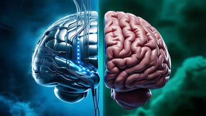 half human brain with half technology brain