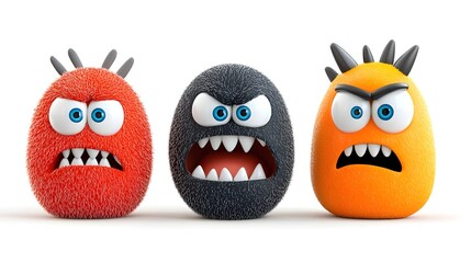 Fototapeta premium Colorful Cartoon Monsters with Angry Expressions