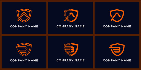 Set bundle Shield tech letters A and B logo design © MRANTAZI57