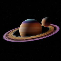 Ringed Gas Giant with Moon © Aziz3D99