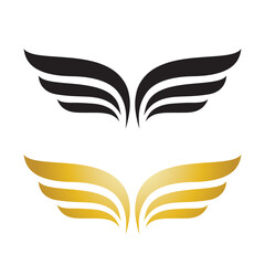 Wings gold and black bird  logo vector illustration template