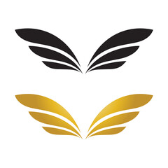 Wings gold and black bird  logo vector illustration template