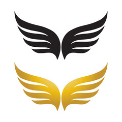 Wings gold and black bird  logo vector illustration template