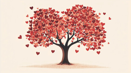 A realistic tree with heart-shaped leaves, no additional illustrations needed