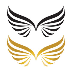 Wings gold and black bird  logo vector illustration template