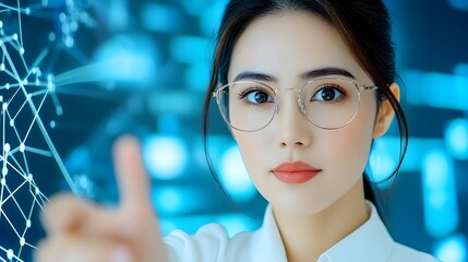 Professional Woman Engaging with Digital Technology