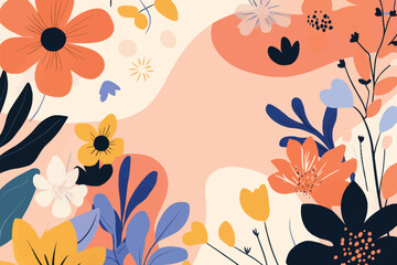 Seamless Pattern with Flowers and Leaves in Elegant Design