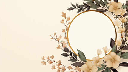 Elegant floral frame mockup on a soft beige background with copy space for a greeting card