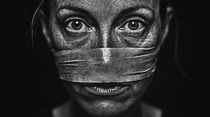 Obraz premium Woman with facial tape