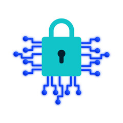 digital security icon, cyber technology padlock, simple flat style, illustration, logo sign symbol pictogram template, for ui or ux isolated on white for mobile app, editable