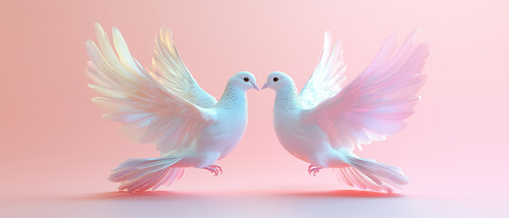 Obraz premium Two White Doves in Flight.