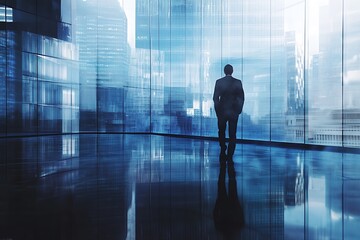 Businessman Contemplating Cityscape. Concept of Leadership, Vision, and Strategy.