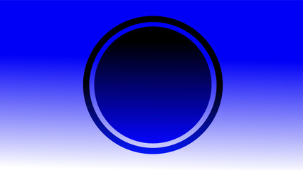 Black blue circle frame and outline over blue and white gradient background